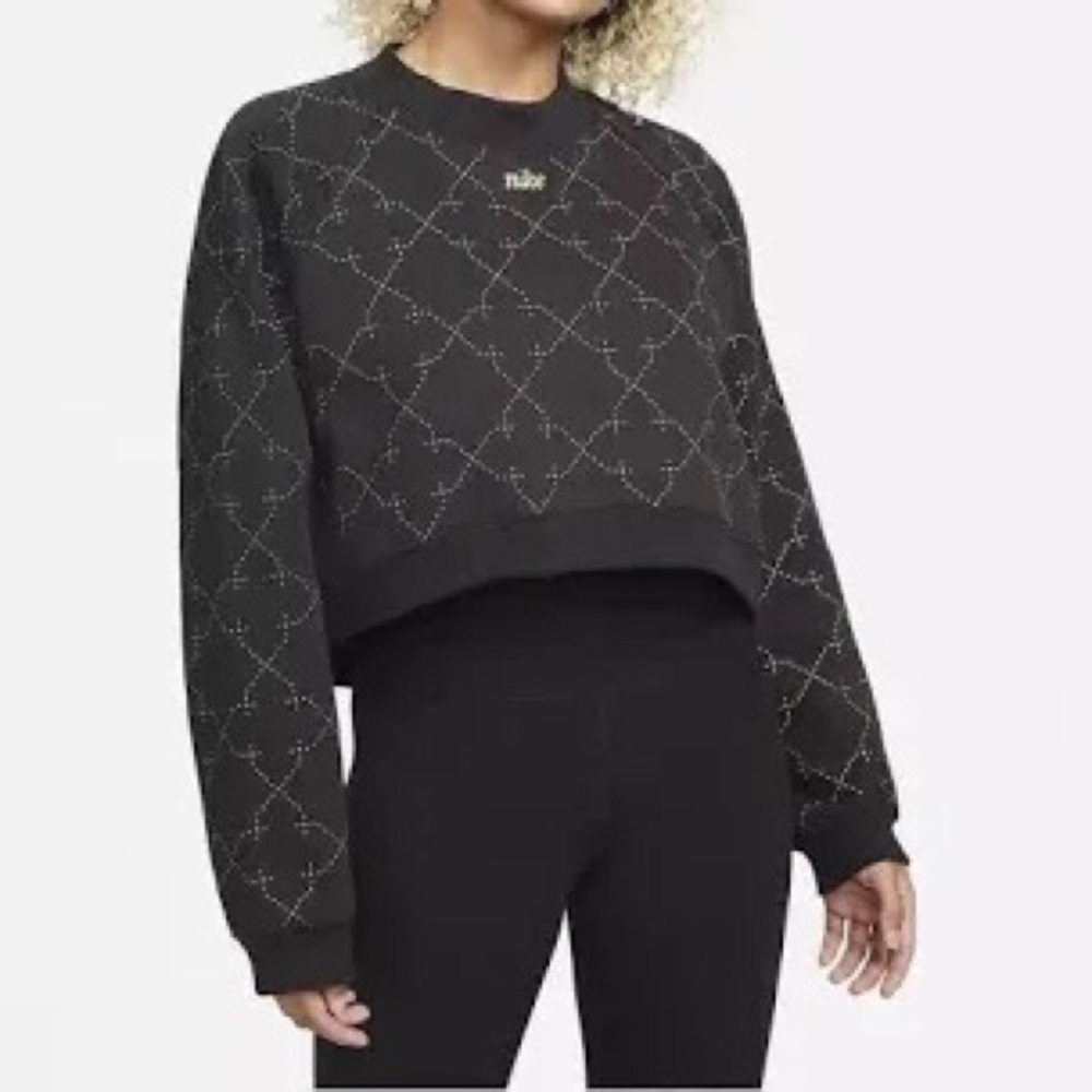 Nike Therma- Fit Black and Gold patterned Cropped Sweatshirt
